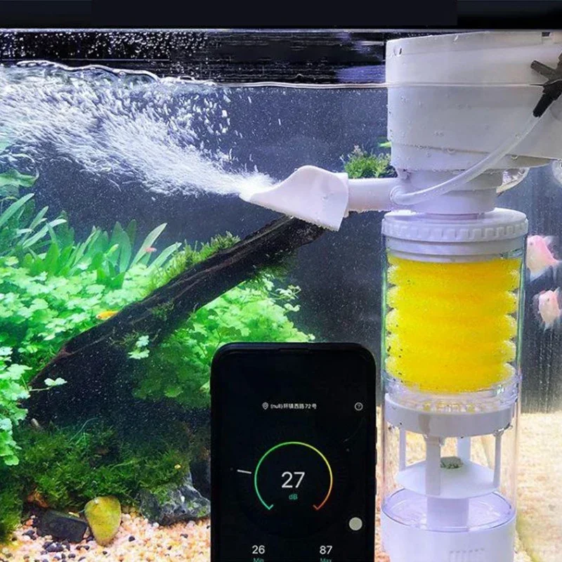 Aquarium Tank Filter 3 in 1 Fish Tank Purification Suction Device Oxygenated Water Circulation Pump Fish Feces Collection Filter