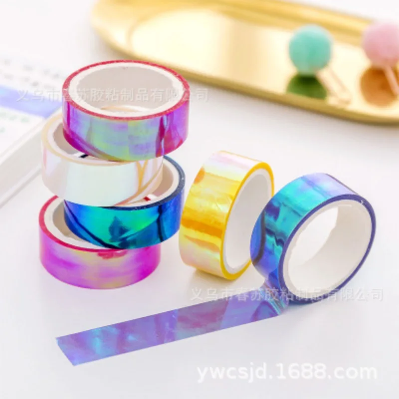 5Rools Washi Tape Cool Color Hand Account Decoration Rainbow Tape Laser Gradient Tape Student Hand Account Material Sticker