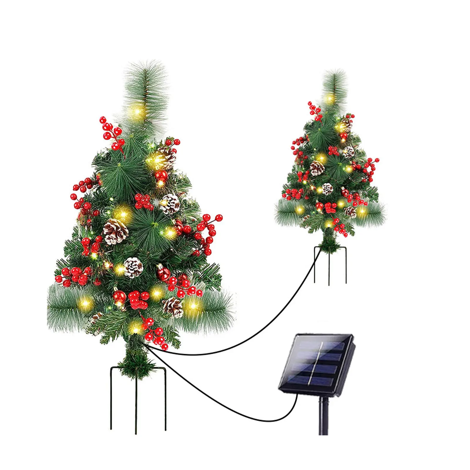 

Holiday Planter Decorations | Solar Powered Christmas Tree For Porch Energy Saving Solar ABS