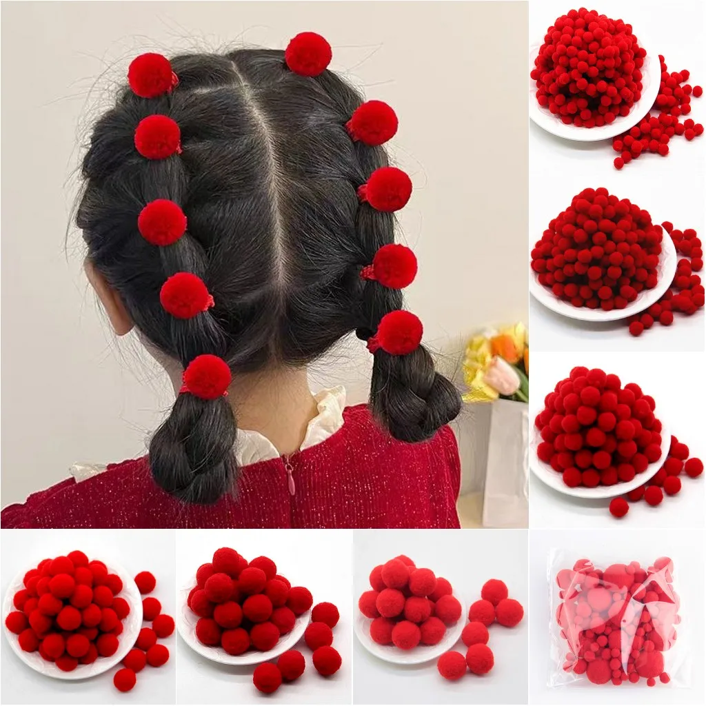 Roter Pompon, 10/15/20/25/30 mm, Mini-Pom-Poms, Pompons, Kugel für Hochzeitsdekoration, Weihnachten, Basteln, Zuhause, DIY, Nähen, Bastelbedarf