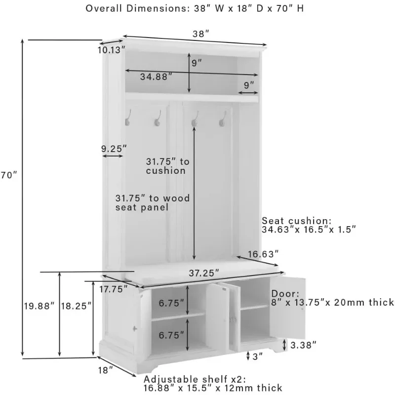 Armoire de Rangement en Forme d'Arbre de Hall, Meuble de Rangement Antique en Forme de Mer