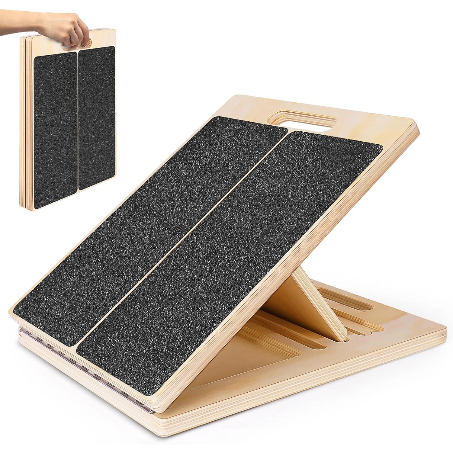 Adjustable Portable Non-slip Calf Stretch Wedge Exercise Equipment Squat Board Professional Wooden Stretching Board Slant Board