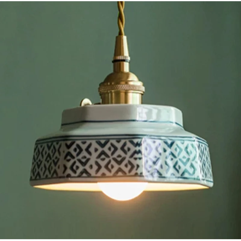 Antique Balcony Hallway Pendant Light Vintage Ceramic Bedroom Bay Window Hanging Lamp Restaurant Cub Tea Room led Light Fixtures