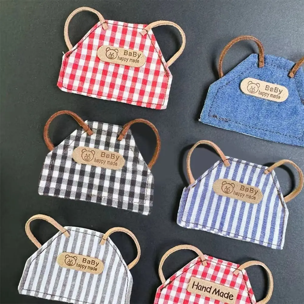 Mini muñeca a cuadros a rayas, delantal vaquero, vestido, ropa para muñecas de 10cm/15cm, ropa informal hecha a mano, traje para muñecas de peluche Ob11 Gsc