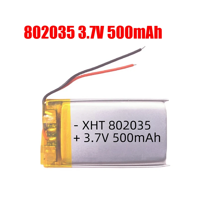 

1-4pcs 802035 Battery 500mAhLi Po Battery 3.7V Polymer Lithium Batteries Plug Ph2.0 for Beauty Equipment Massager Toys Recorder