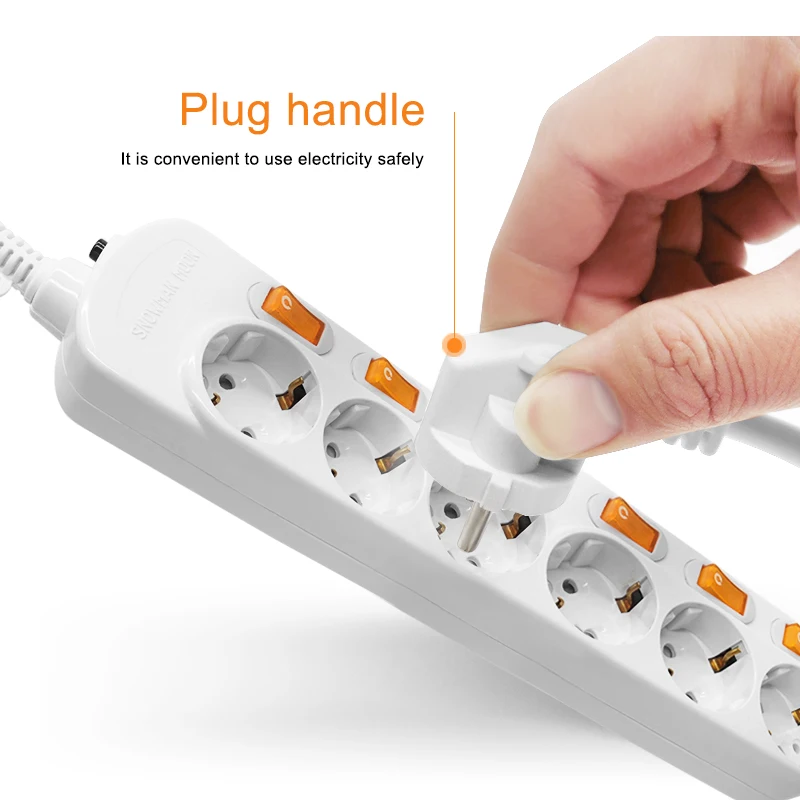 Power Strip Surge Protection 16A  6 AC German standard Outlets SOCKET with & Switch 1.5/2.5 meters 3500W Independent switch