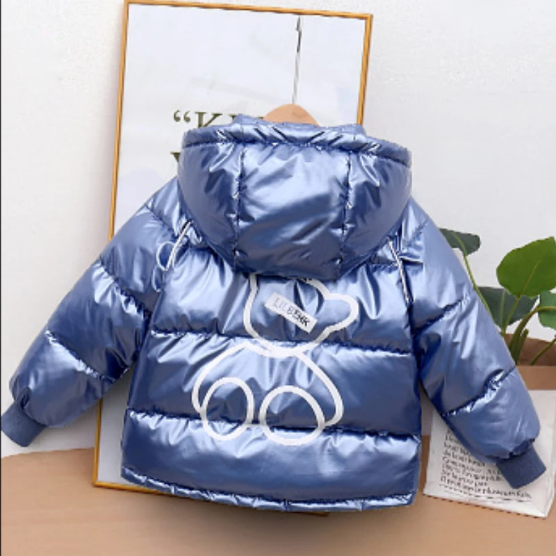 Winter down jacket coat boys girls hooded plus velvet warm jackets 2-7 years old weatherproof Korean fashion children\'s clothing