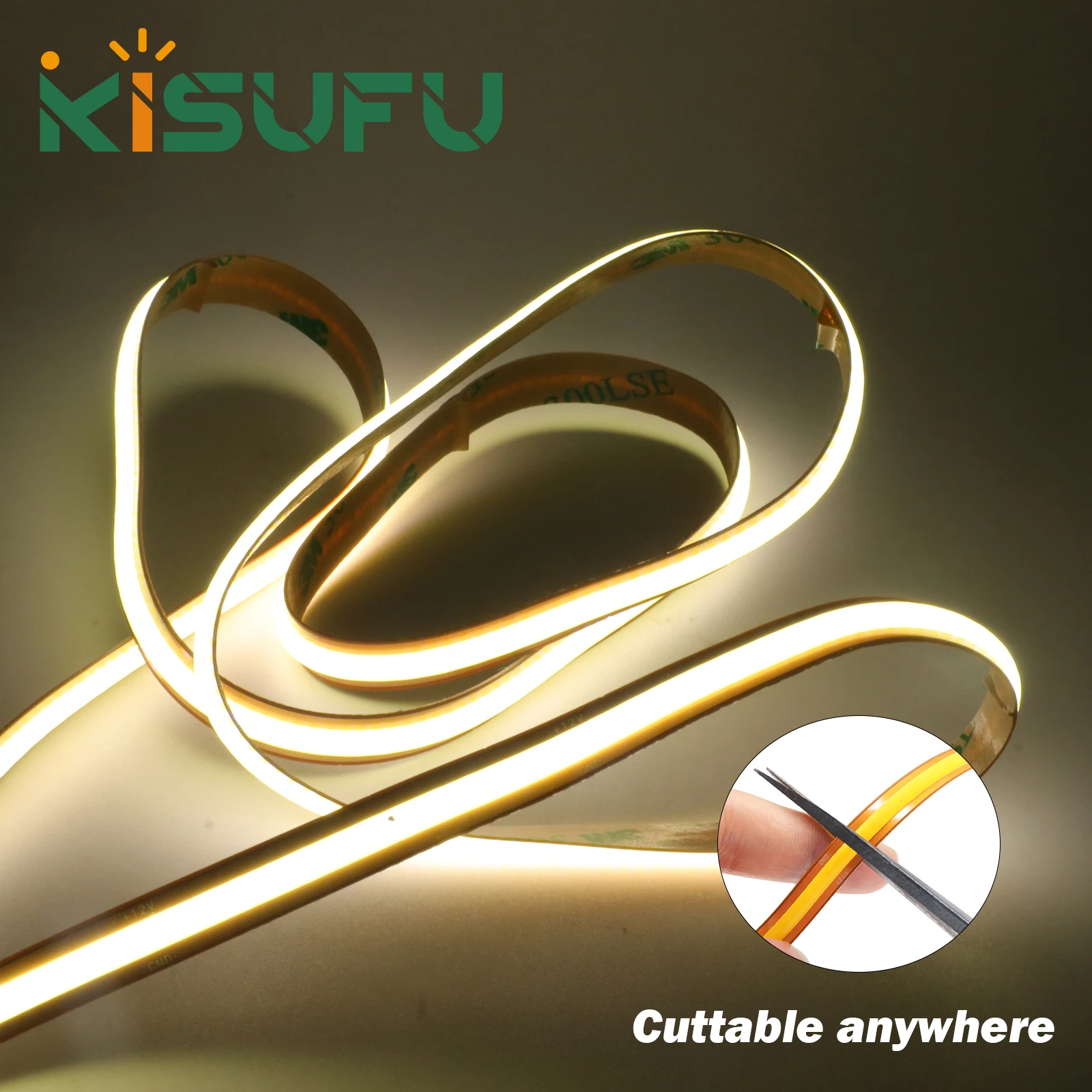 

12V 24V COB LED Strip Free Cut 528 400LEDs/M White Natural Warm Flexible Freely Cuttable LED Strip Light Wall Kitchen Home Decor