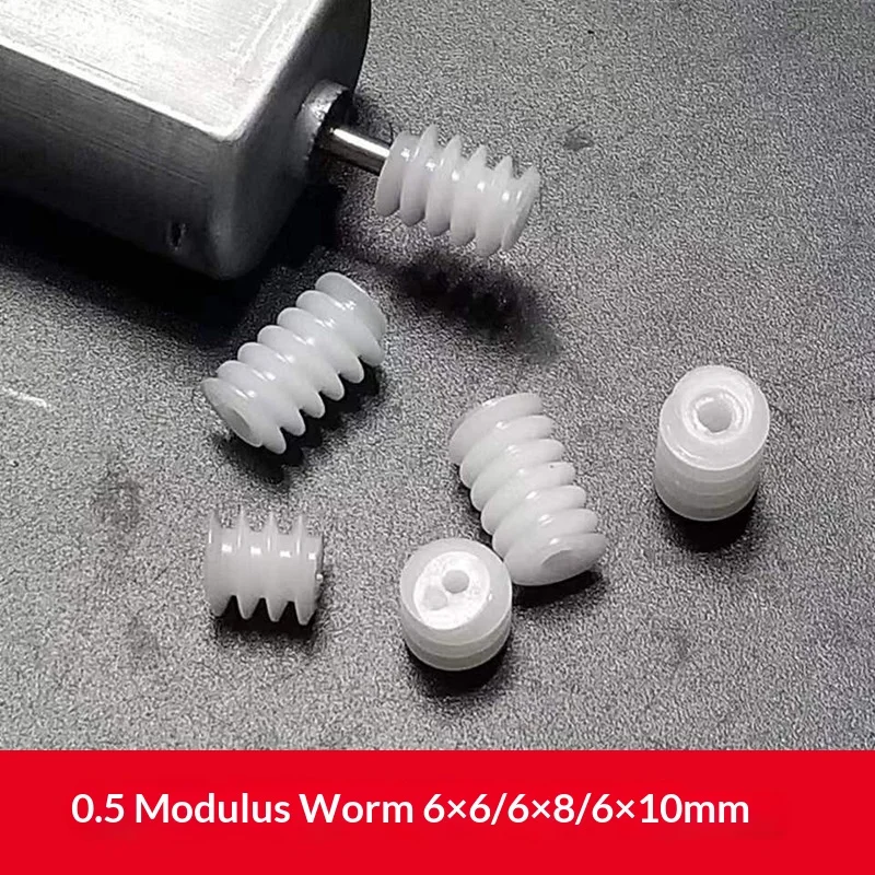 100 pièces Engrenage à vis sans fin en plastique, module 0.5, dents hélicoïdales, procédé de fraisage, diamètre extérieur 6mm, alésage 1.5/2mm, pièces d'engrenage de réduction