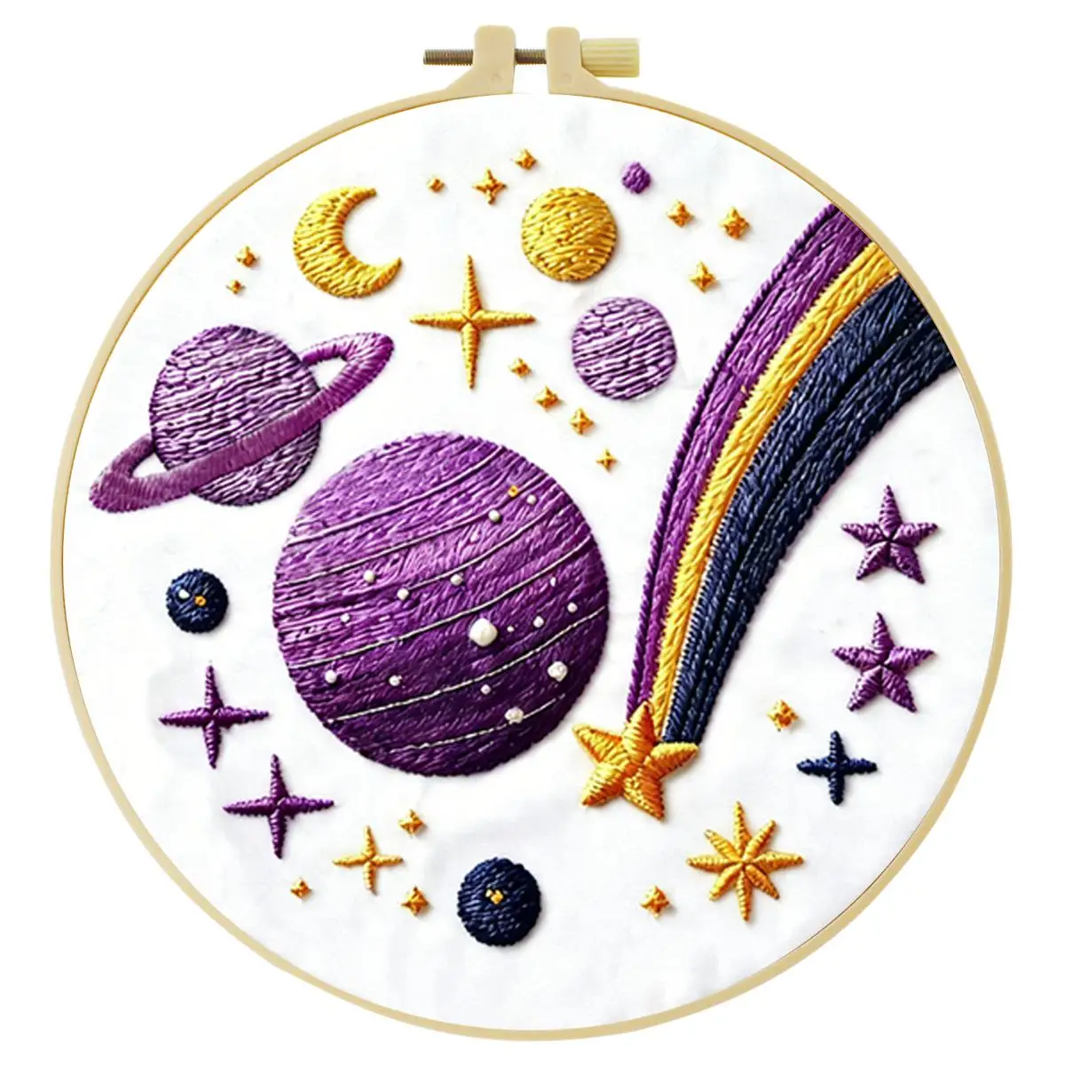 1 Stück 20X20CM/15X15CM 7,87/6,3 Zoll Planeten-Stickerei-Starter-Kit DIY-Kit DIY-Stickerei-Set Handarbeiten Malerei Heimdekoration – Detail 3