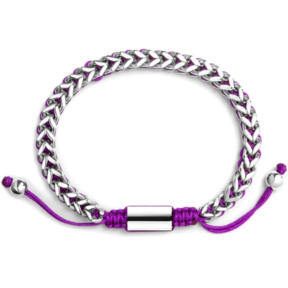 Mens Hand-Woven Chains Bracelet Adjustable Franco Macrame Braided men bracelet Women  Jewelry Stainless Steel Chains Bracelet