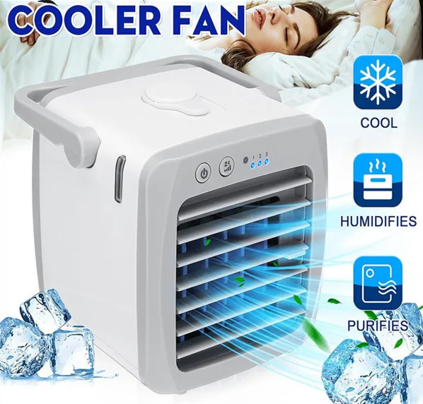 

Mini Air Cooler White Desktop Fan USB Powered Portable Humidifier Cooling Purification Small Size Silent Operation Home Office