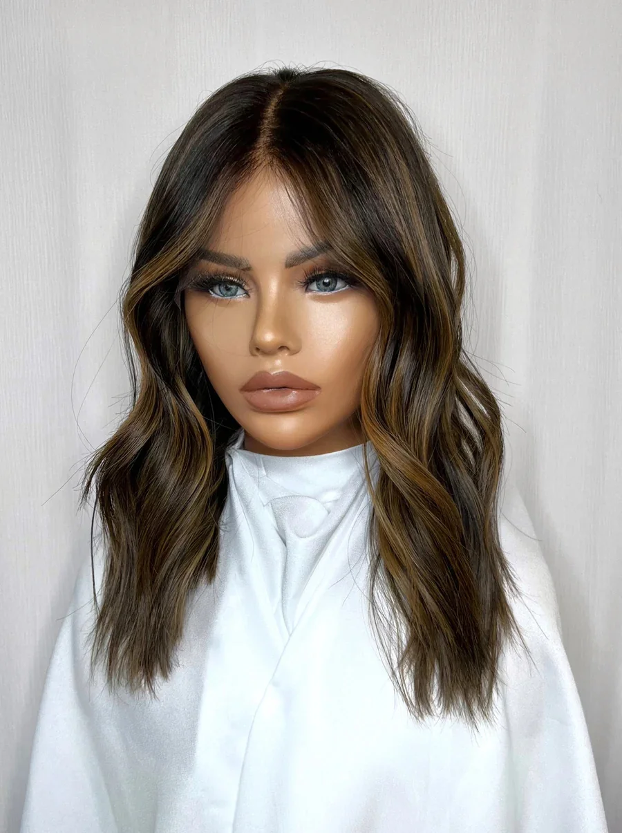 شعر مستعار طبيعي مموج شعر بشري أسود عسلي أشقر يسلط الضوء على 100% شعر عذراء صيني باروكات أمامية من الدانتيل شعر مستعار نسائي بدون صمغ #3