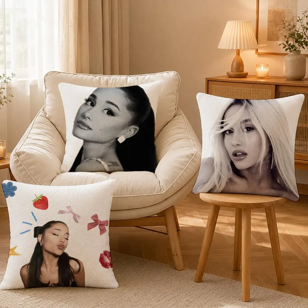 Singer Ariana Grande Pop Music Cushion Cover Personalized Short Plush Cushion Cover Sofa Pillowcase Bedroom Home Decor Gift