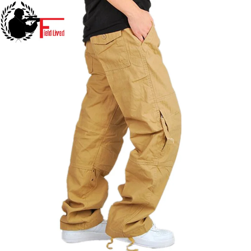 

Men's Cargo Pants Casual Large Baggy Zipper Pockets Tactical Military Style Spring Male Cotton Fashion Army Loose Trousers