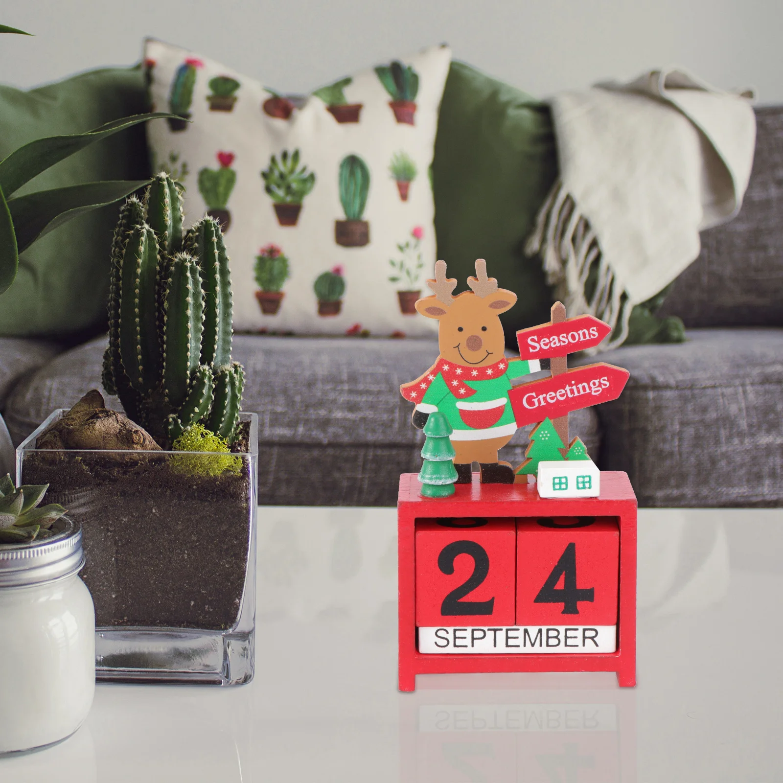

1Pcs Wooden Christmas Countdown Calendar Elk Shape Desktop Decor Christmas Decoration Supplies Wooden Calendar
