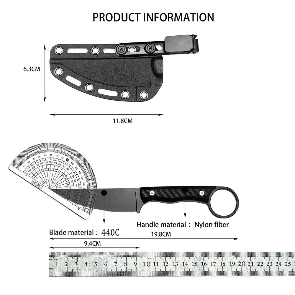 سكين الرقبة TRSKT ، السكاكين التكتيكية ، سكين التخييم Fulltang 440C ، سكين فتح علبة الجيب ، أداة edc مع Kydex Droshipping