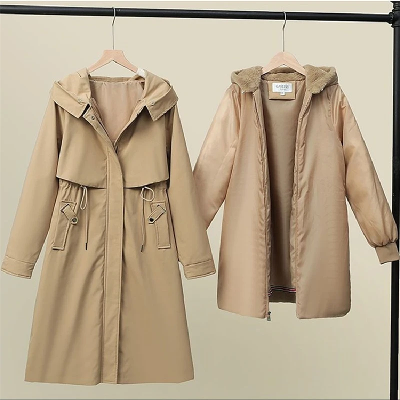 High Quality Thick Warm Winter Jacket Fashion New Big Fur Collar Hooded Outerwear Slim Women Parkas Hooded Cotton Coats Trend