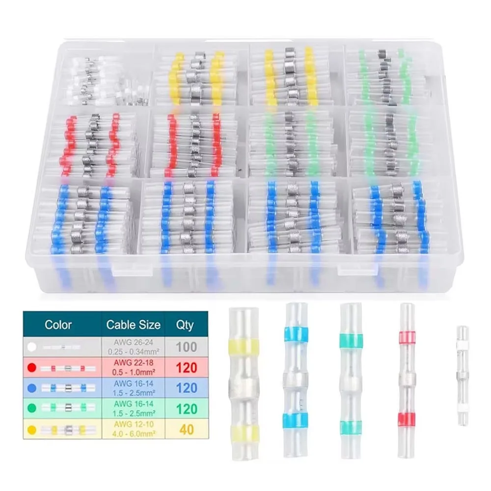 500PCS Solder Seal Wire Connectors, Self Soldering Heat Shrink Wire Connectors Solder Sleeve, Electrical Splice Terminals