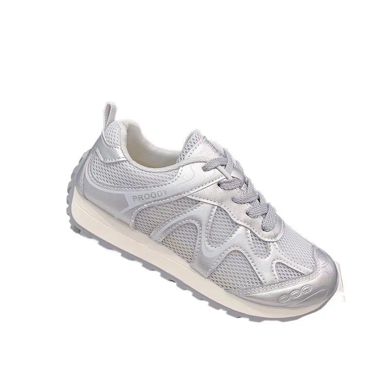 Breathable Mesh Panel Athletic Shoes, Lace Up Shock Absorbing Flat Sole Comfort Footwear For Outdoor Sports Daily Wear - view 6