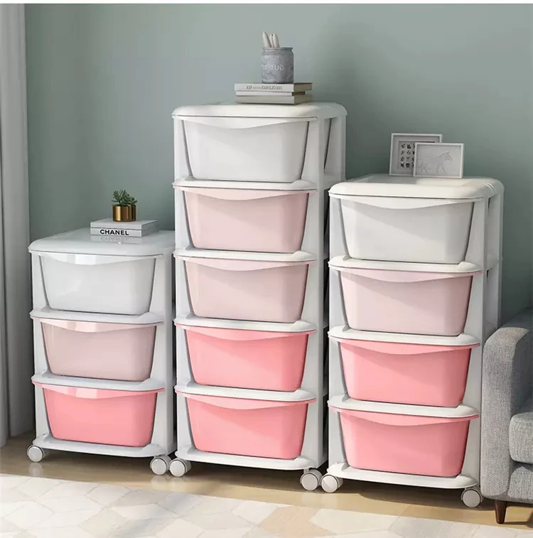 Living Room Bedroom Large Capacity Children Kids Toy Safety Plastic Storage Racks Drawer Cabinet with Wheels