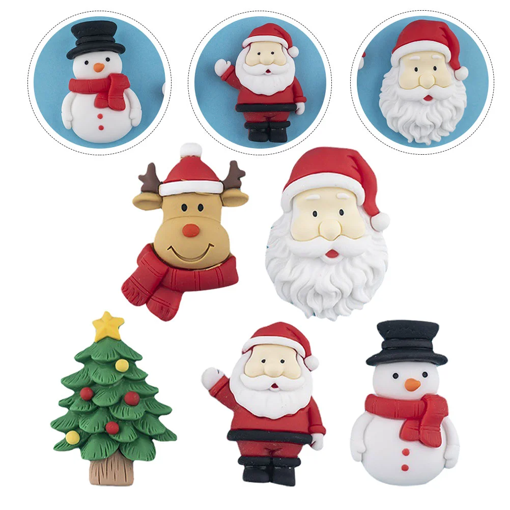 

5 Pcs Christmas Fridge Magnets Magnetic Elk Charms Themed Decor Cartoon Snowman Kitchen For Refrigerator Office Gift