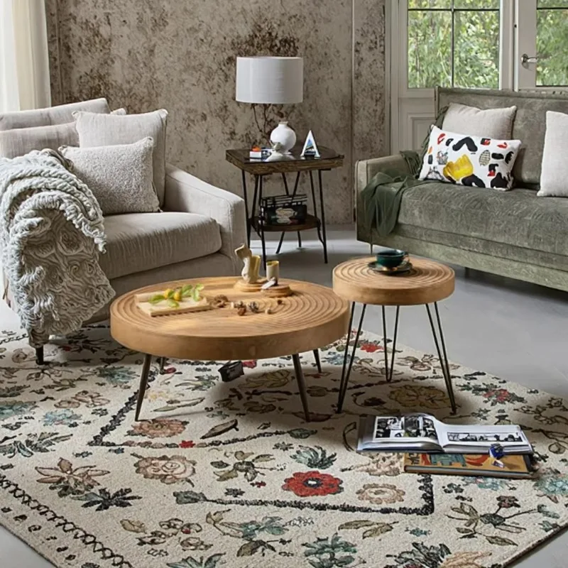 

Modern removable solid wood, corner table, new to small apartment round, coffee table disassembled, household furniture