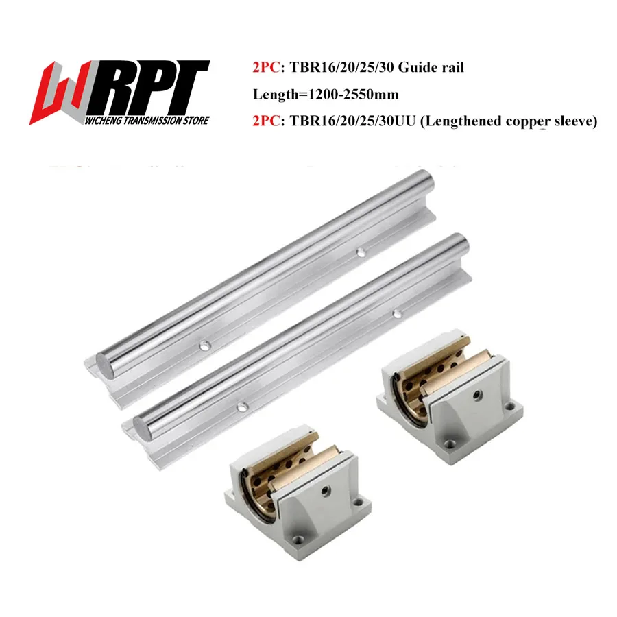 

Linear Guide 2PCS TBR16 20 25 30 Length 1200-2550mm 2PCS/4PCS TBR16-30UU Lengthened With Copper Sleeve Slider 3D Printer Parts