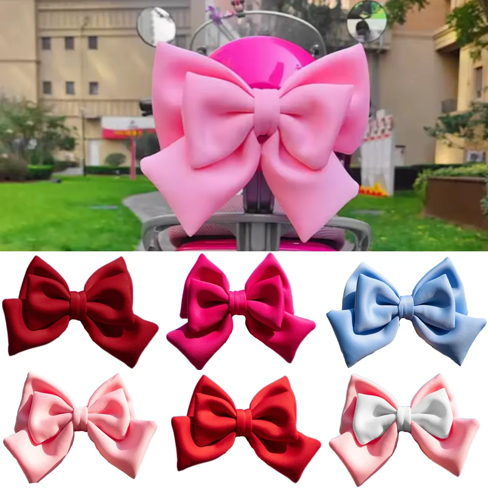 

Multiple Colors Electric Vehicle Decoration Washable Fabric Motorcycle Helmet Bowknot Durable Backrest Ornament Helmet Parts