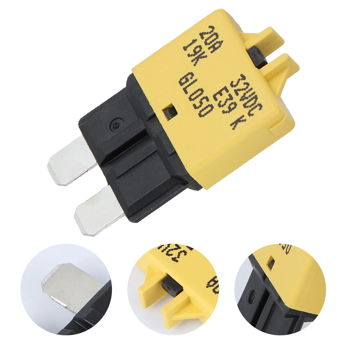 

20A 28V DC Circuit Breaker Trip Standard Fuse Manual Reset (Yellow) resettable fuse mini breaker fuse