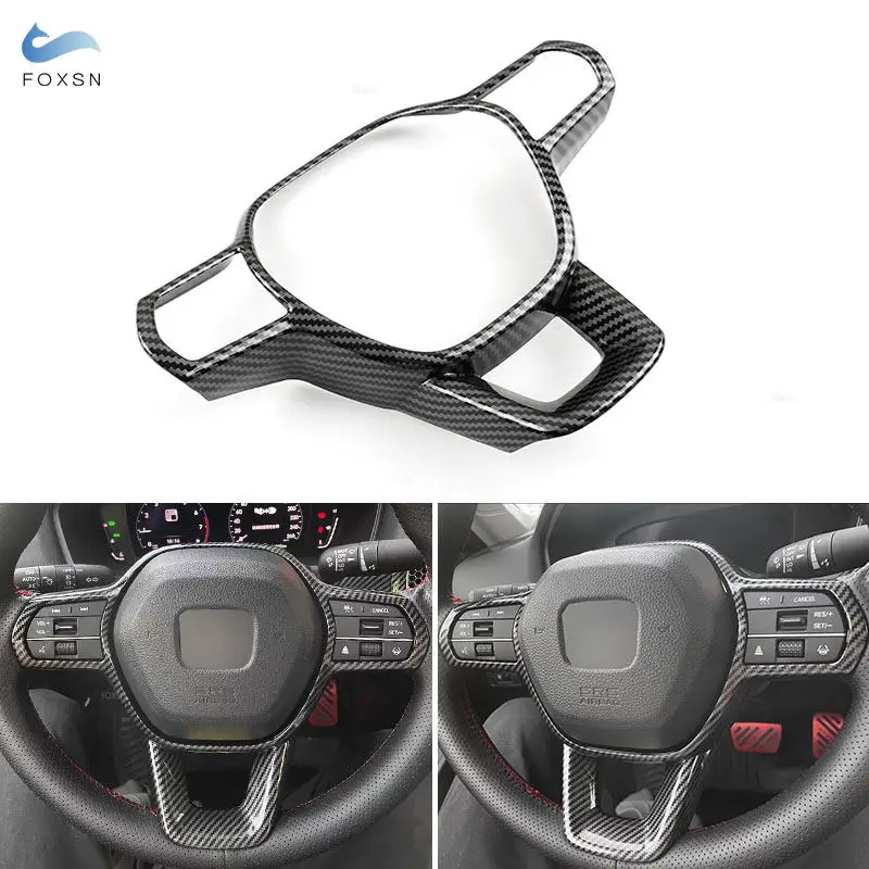 

ABS Carbon Fiber Texture Car Styling Interior Steering Wheel Cover Trim For Honda Civic 11th 2022