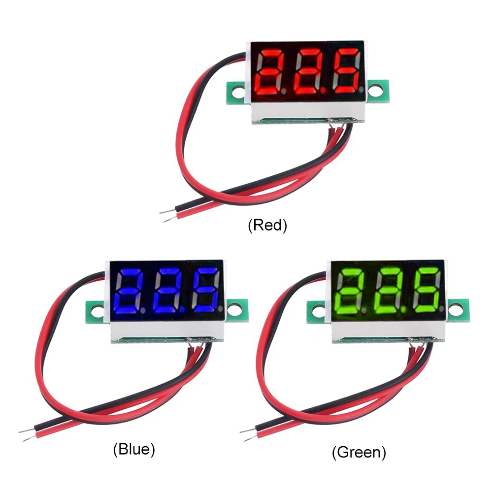 เครื่องวัดโวลต์ดิจิตอล LED 0.36นิ้ว, เครื่องวัดแรงดันไฟฟ้ากระแสตรง/แดง/เขียว DC 4.5V-30V แผงจอภาพเครื่องตรวจจับโวลต์