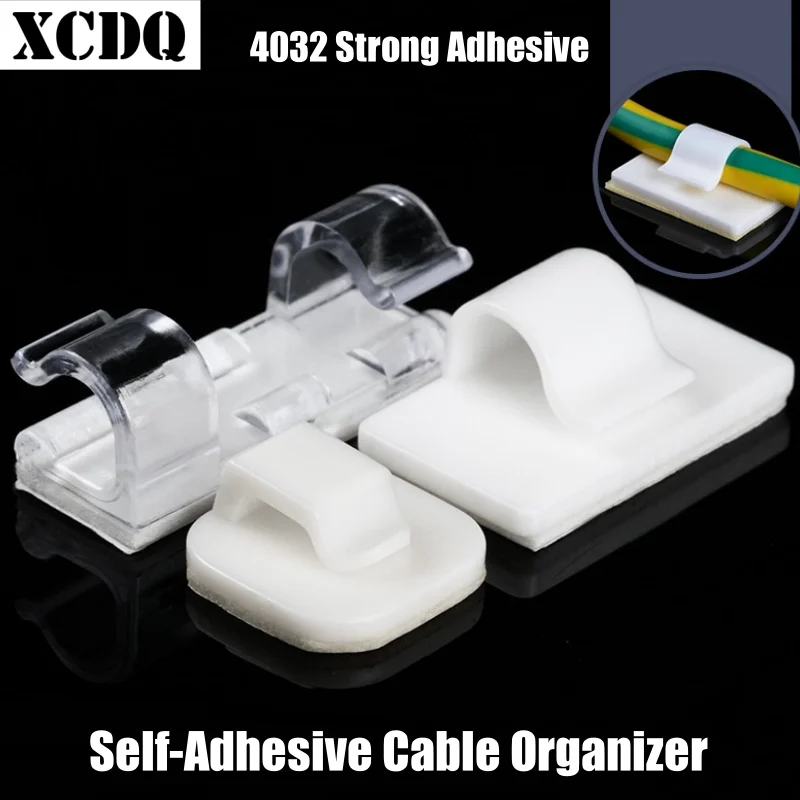 50pcs Nylon Cable Holder Tidy Clips Guide Self-Adhesive House Wall Electric Wire Clamp Hook Gutboard Organizer Sticker