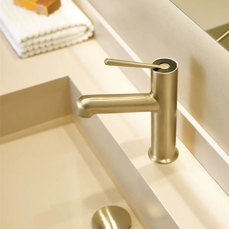 

Basin Faucet Bathroom Sink Tap Brass Single Lever Bathroom Water Mixer Crane Hot and Cold Pink Sink Tap Brush gold White