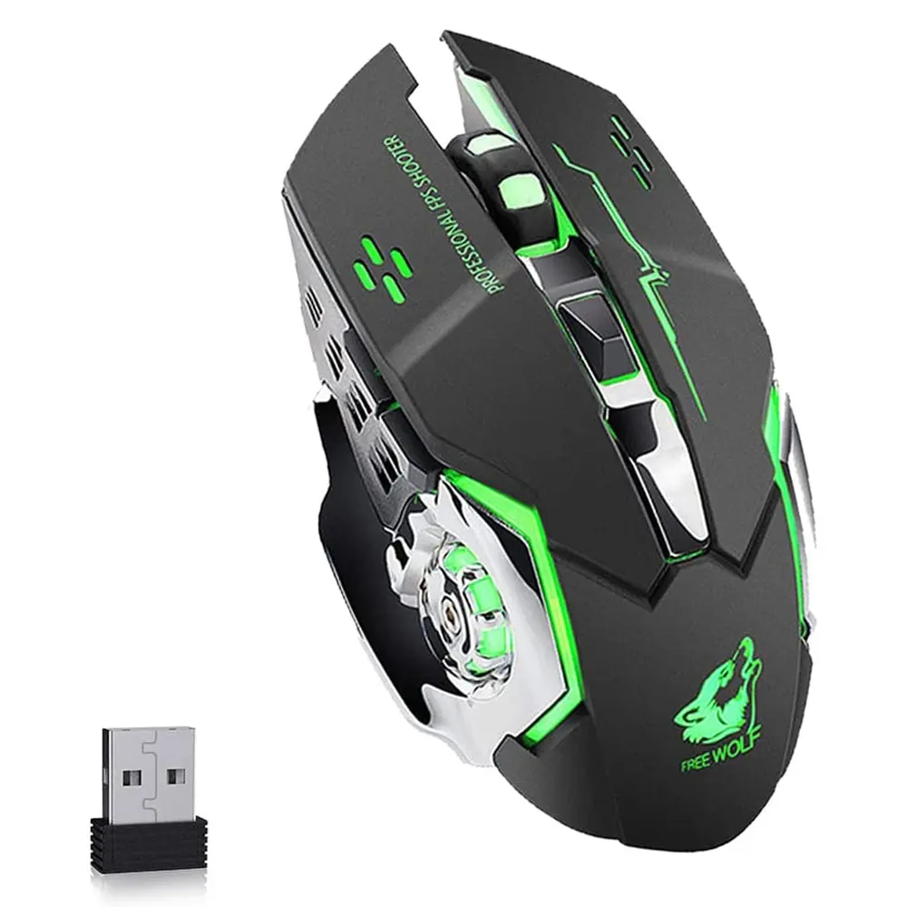 Gaming Mouse Wireless Rechargeable Optical Mice Silent Click DPI Adjustable Nano Receiver Ergonomic for PC Computer Windows Mac