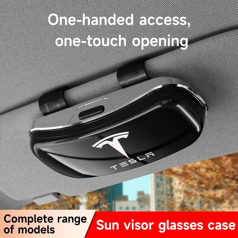 

Tesla car sun visor glasses case can be easily picked up and stored for easy storage and cannot shake off thick sponge lining