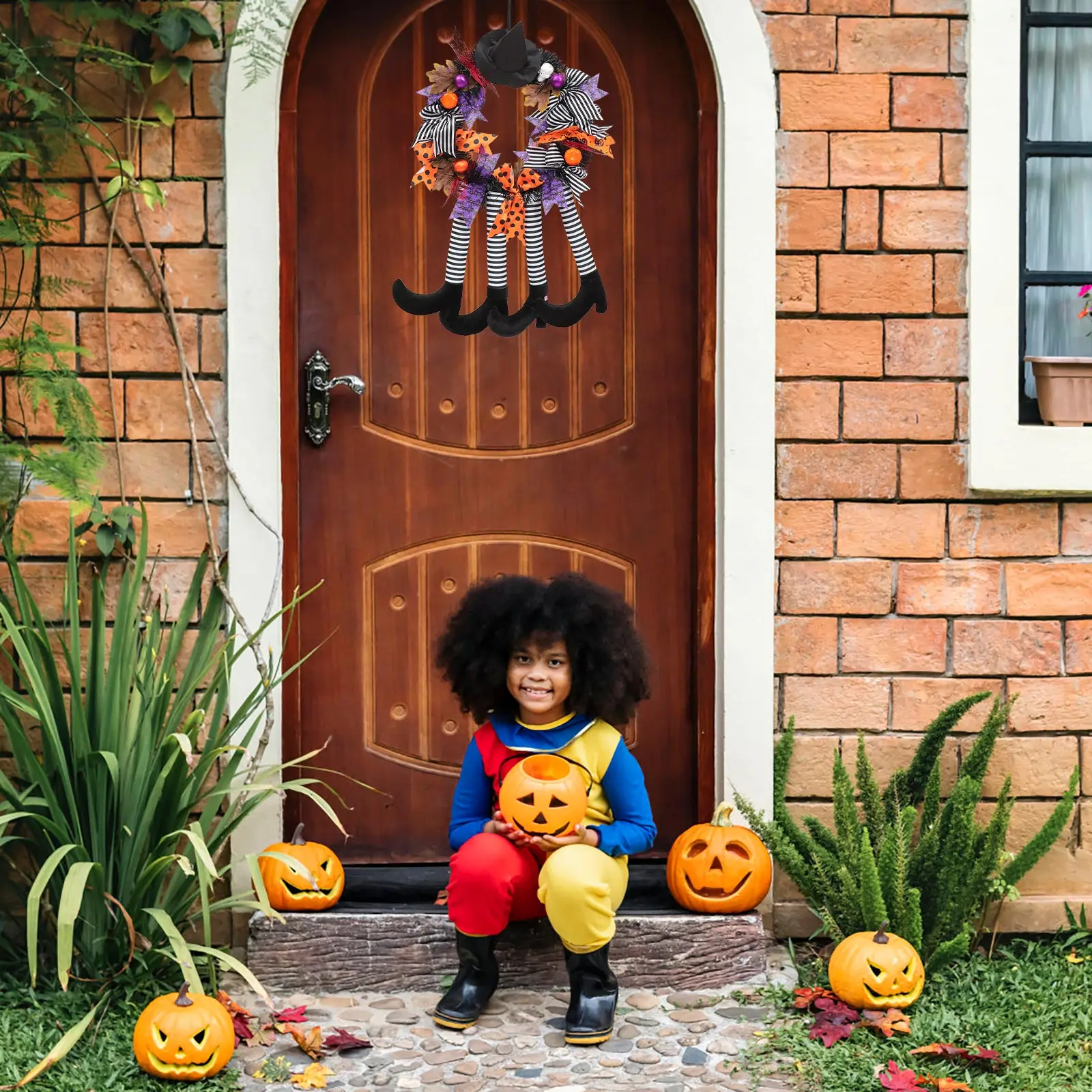 

Halloween Wreath Pumpkin Skull Decor Door Hanging Haunted House nament Festival Halloween Wreath Decoration