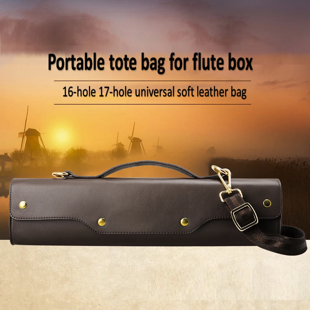 

Flute Portable Hand Shoulder Bag Adjustable Brown Flute Storage Box Universal Flute Instrument Accessories