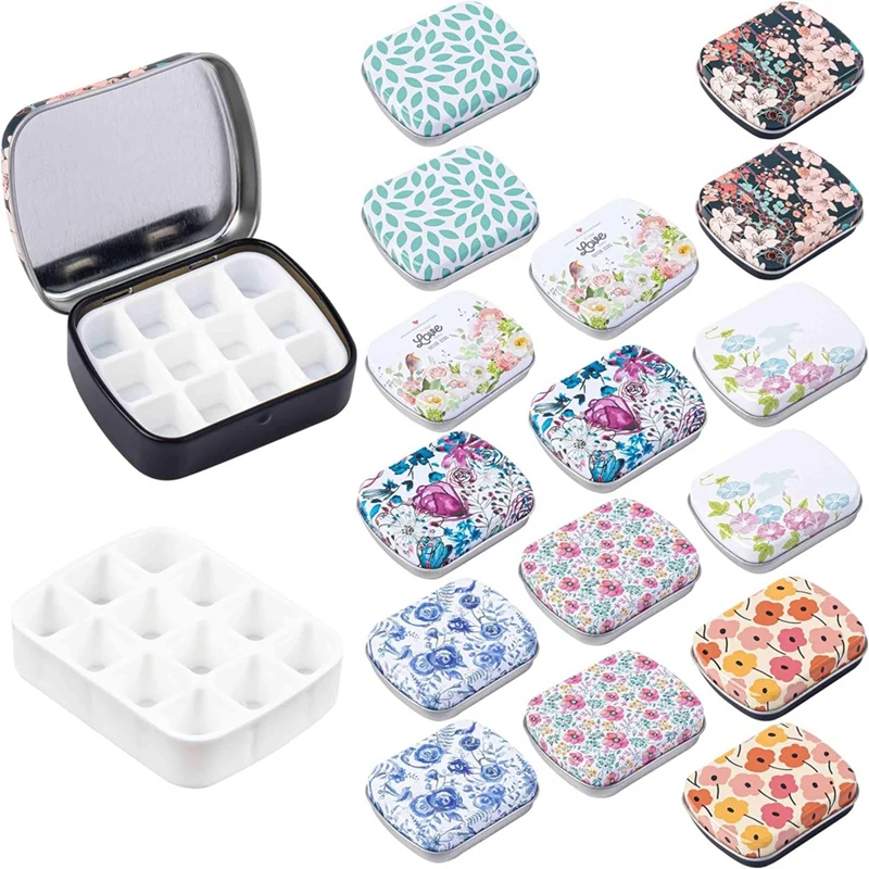 16 Pack Mini Empty Watercolor Palette Tin Watercolor Palette 12 Wellswith Lids Watercolor For Travel