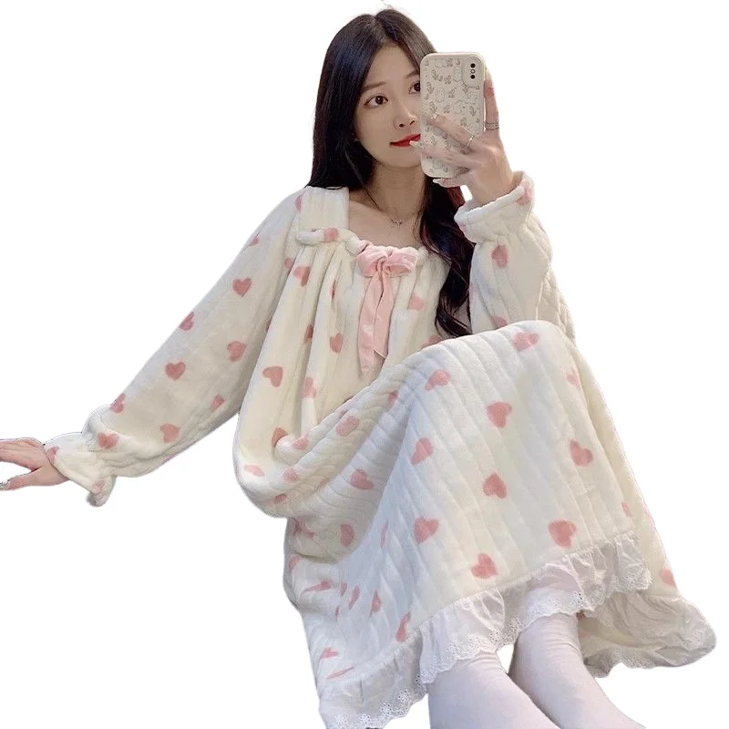 

Women's Clothing Sweet Cute Pajamas Fleece-Lined Thicken Winter Homewear Pajama Set Hit Product Comfortable Fashion