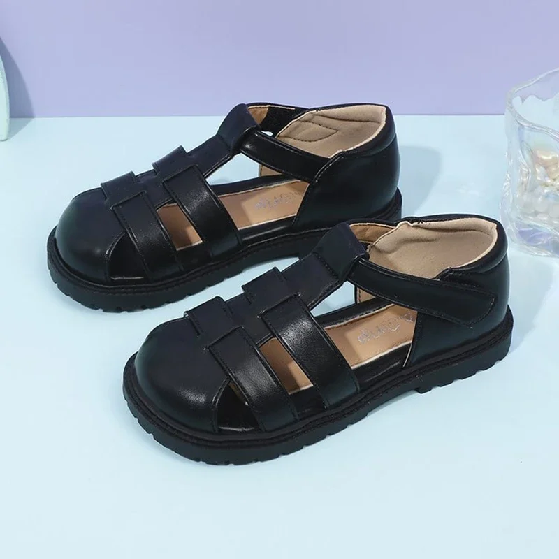 2024 Spring New Style Fashionable and Comfortable Baotou Soft Sole Elegant Flat Non-Slip Girls Breathable Small Leather Shoes