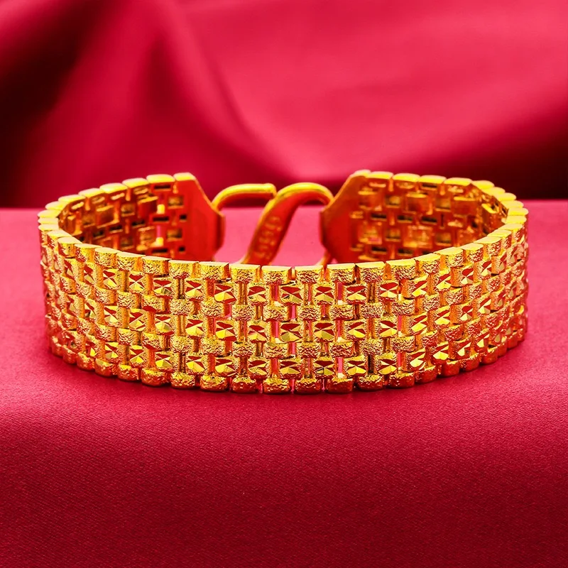 Luxurious 9999 genuine gold 24K genuine gold jewelry Boss bracelet 10mm buckle classic men's bracelet bracelet gold jewelry