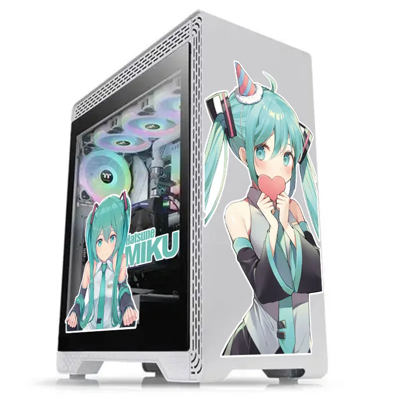 Anime Stickers for PC Case,Japanese Cartoon Decor Decals for Atx Gaming Computer Chassis Skin,Easy Removable Waterproof