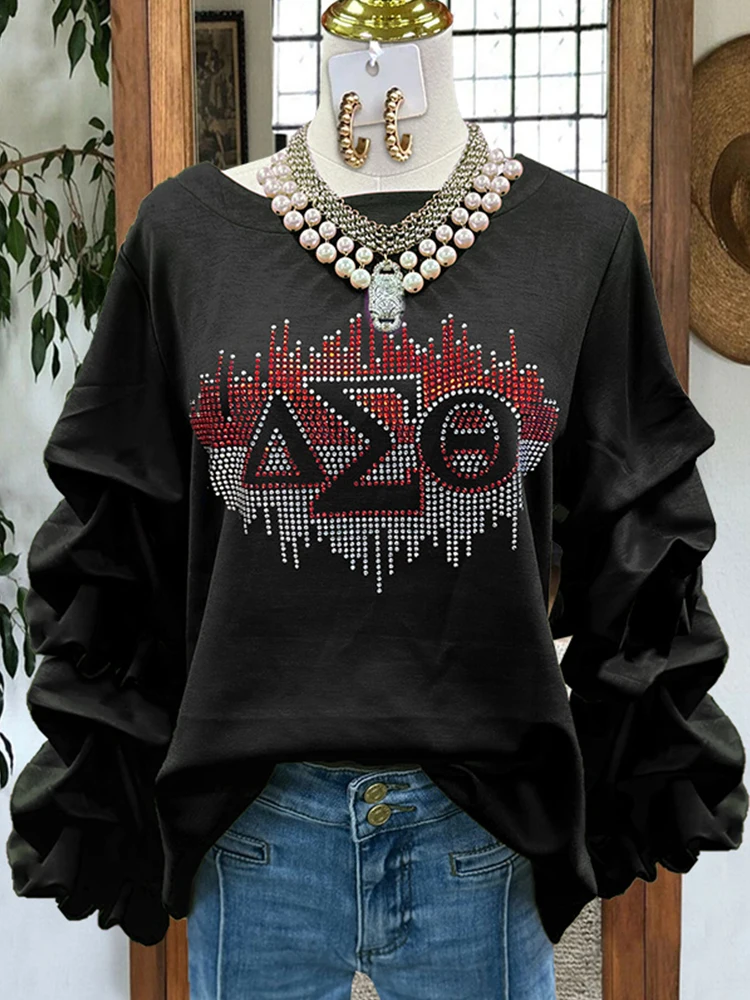 Pleated Rhinestone Delta Sigma Theta Sweatshirt