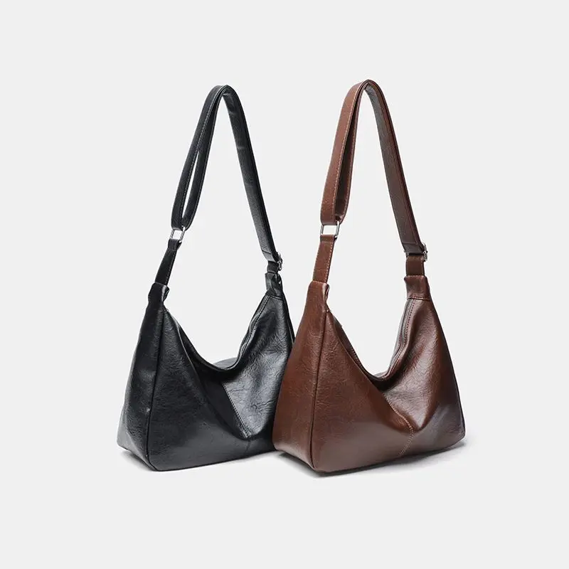 

PU Leather Shoulder Bag with Adjustable Strap Female Faux Leather Crossbody Bag Purse Female Messenger Bag