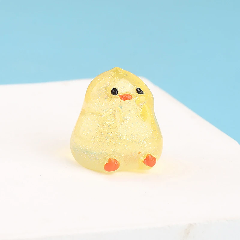 Miniaturas Kawaii para decoración del hogar, 2 piezas, Mini pollo de dibujos animados, accesorios de adorno pequeños, manualidades, regalos para niños