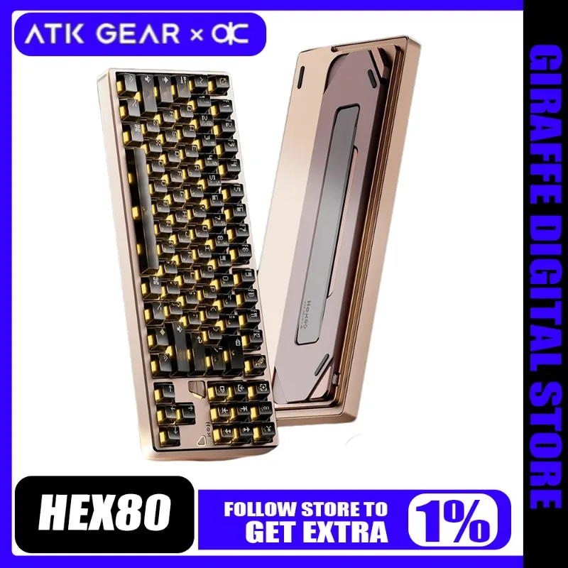 

ATK × QK Hex80 HE Gaming Keyboard Magnetic RGB Ti Axis Wired Rapid Trigger Customized Gasket Aluminum Gamimg Keyboard CNC Gift