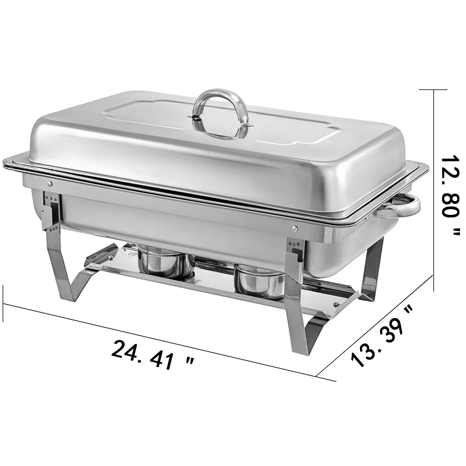 4 Packs 9L Stainless Steel Folding Buffet Stove Food Warmer Dinner Tray chafing dish Self-service tableware