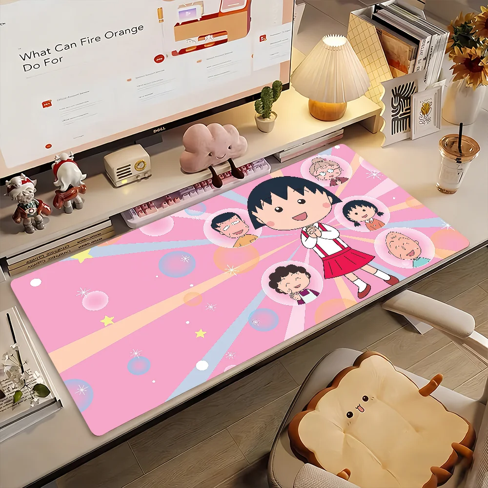 C-Chibimaruko Cute C-Chan MousePad Non-slip Locking Edge DeskMat PC Laptop Accessories Rubber Office Keyboard Game 350x900x3mm