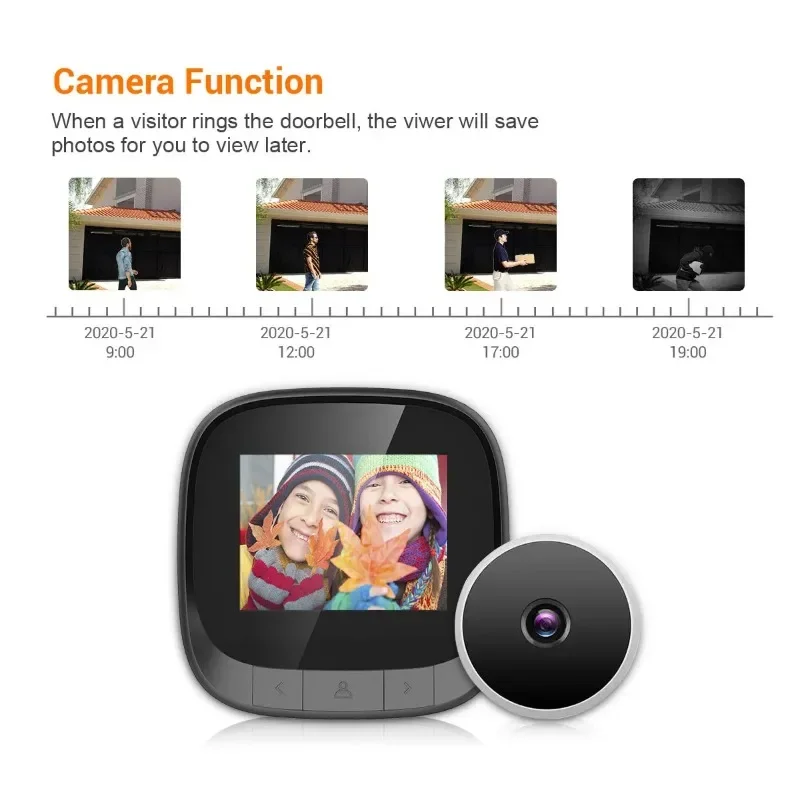 

2.4" LCD Screen Electronic Door Viewer Bell IR Night Door Peephole Camera Photo Recording Digital Door Camera Smart Viewer